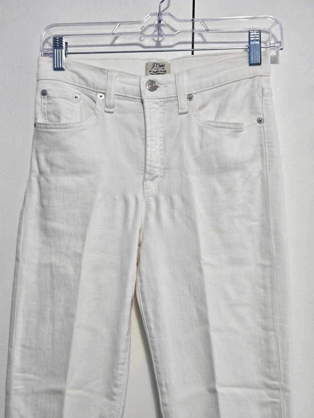 J.Crew 9" High Rise Toothpick White Skinny Jeans Raw Hem Size‎ 26 - Picture 2 of 7